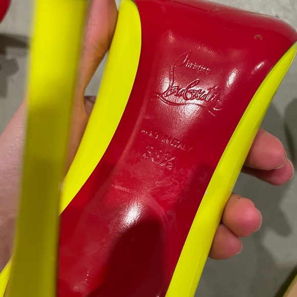 Christian Louboutin Neon Yellow Stilettos size 7 (38.5) - Picture 3 of 8